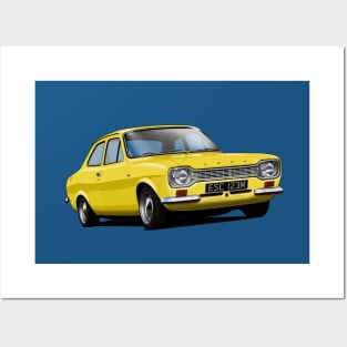 Ford Escort Mk 1 in daytona yellow Posters and Art